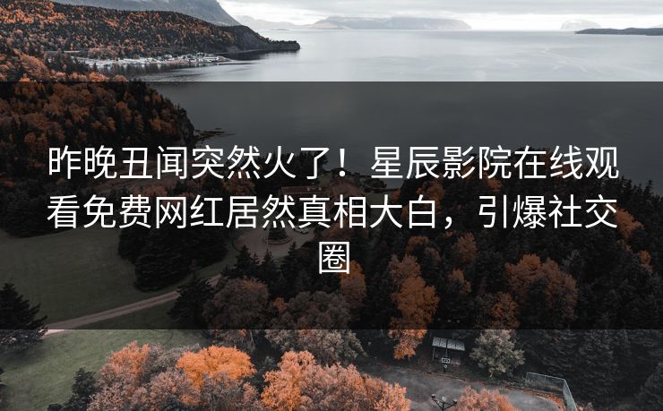 昨晚丑闻突然火了！星辰影院在线观看免费网红居然真相大白，引爆社交圈