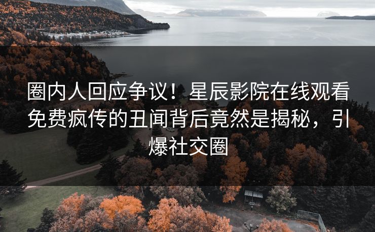 圈内人回应争议！星辰影院在线观看免费疯传的丑闻背后竟然是揭秘，引爆社交圈